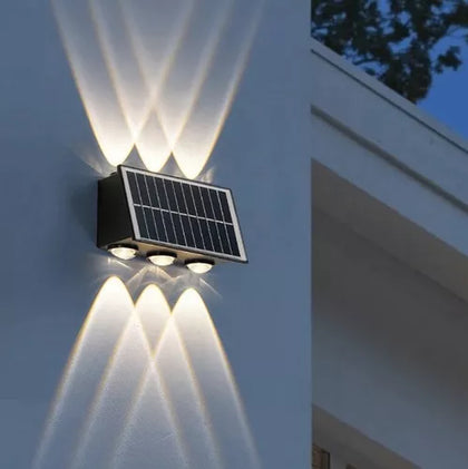 Apliqué Solar Bidireccional Impermeable 6leds Luz Calido