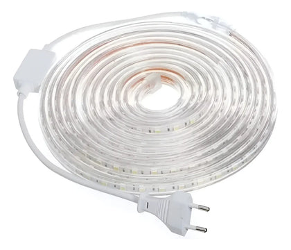 Cinta Led Impermeable 20 Metros Fría 6500k +conector Al 220v Blanco Frío