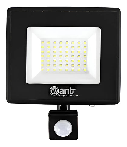 Proyector De Area Con Sensor 20w Led Foco Sec Negro Luz Cálida