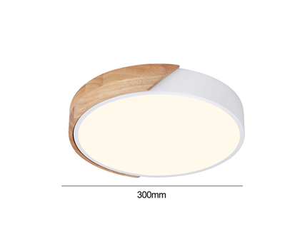 LAMPARA LED REDONDO 300MM SOBREPUESTO CON CONTROL MADERA CLARA 24W+24W
