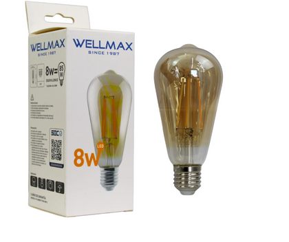 Ampolleta Vintage ST64 E27 8W 2500K WELLMAX