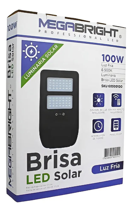 Luminaria Solar Brisa Led 100w 6500k Megabright Negro