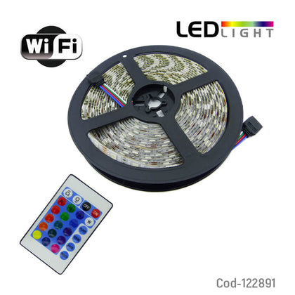 Rollo LED 5050 RGB, 5 Metros. Wifi-Smartphone, Uso Interior/Exterior